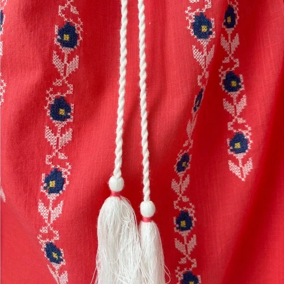 Abercrombie & Fitch Sz S 100% Cotton Embroidered Off-Shoulder Long Sleeve Top - Picture 7 of 8